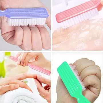 HOFASON 6 Pack Nail Brush for Cleaning Fingernails, Nail Brush Handle Grip Brush for Nail and Toenail Foot, Nail Dust Brush Manicure Pedicure Tools Scrubbing Brush Women Men Home Salon (Macaron)