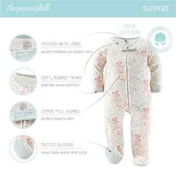The Peanutshell Baby Layette Gift Set for Baby Girls - 30 Piece New Born Baby Girl Gift Set, Baby Clothes & Newborn Essentials Must Haves - Newborn Baby Girl Clothes 0-3 Months - Floral Elephant