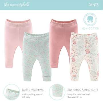 The Peanutshell Baby Layette Gift Set for Baby Girls - 30 Piece New Born Baby Girl Gift Set, Baby Clothes & Newborn Essentials Must Haves - Newborn Baby Girl Clothes 0-3 Months - Floral Elephant