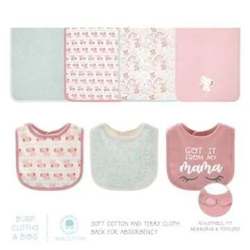 The Peanutshell Baby Layette Gift Set for Baby Girls - 30 Piece New Born Baby Girl Gift Set, Baby Clothes & Newborn Essentials Must Haves - Newborn Baby Girl Clothes 0-3 Months - Floral Elephant