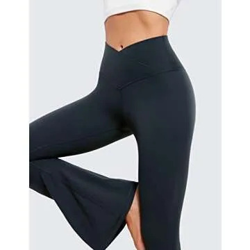 CRZ YOGA Butterluxe Crossover Flare Leggings for Women 31" - High Waist V Cross Bootcut Bell Bottoms Tummy Control Yoga Pants True Navy Medium