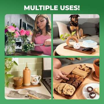 Solid Acacia Wood Serving Trays (14 x 5.5 inches) Rectangular Wooden Large Serving Platters for Food, Wooden Tray for Charcuterie, Appetizer Serving Tray, Wood Tray Cheese Board (Set of 3 Plates)