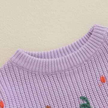 Lnzyyephy Toddler Baby Boy Girl Halloween Outfit Infant Pumpkin Embroidery Knit Sweaters Sweatshirt Tops Fall Winter Clothes (Cotton+Polyester-Purple, 3-4 Years)