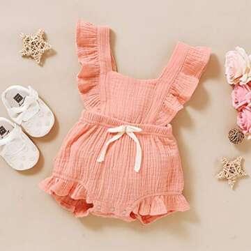 YOUNGER TREE Toddler Baby Girl Ruffled Sleeveless Romper Casual Summer Jumpsuit Cotton Linen Clothes...