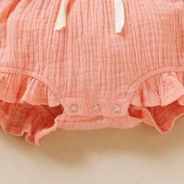 YOUNGER TREE Toddler Baby Girl Ruffled Sleeveless Romper Casual Summer Jumpsuit Cotton Linen Clothes (Pink, 12-18 Months)