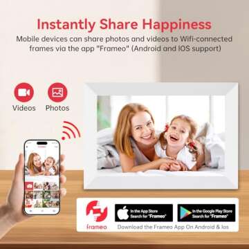 Frameo WiFi Digital Picture Frame 32GB Memory 10.1 Inch, 1280x800 HD IPS Touch Screen Photo Frame El...