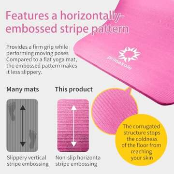 Primasole 1/2 Thick Exercise Mat with Carry Strap & Case Mat for Yoga Pilates Fitness at Home and Gym 72" L x 24" W Azalea Pink Color PSS91NH031A