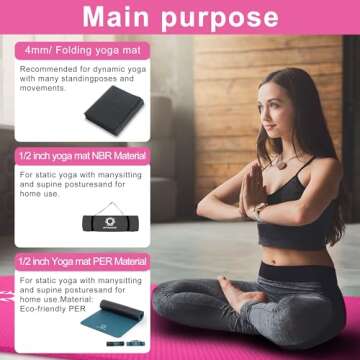 Primasole 1/2 Thick Exercise Mat with Carry Strap & Case Mat for Yoga Pilates Fitness at Home and Gym 72" L x 24" W Azalea Pink Color PSS91NH031A