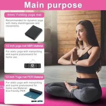 Primasole 1/2 Thick Exercise Mat with Carry Strap & Case Mat for Yoga Pilates Fitness at Home and Gym 72" L x 24" W Azalea Pink Color PSS91NH031A