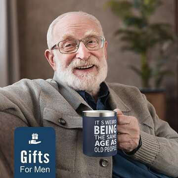 NOWWISH Birthday Gifts fo Men - Men Coffee Mug - Funny Gifts for Old People Him Husband, Grandpa, Da...