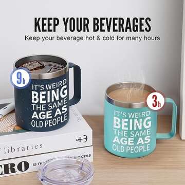 NOWWISH Birthday Gifts fo Men - Men Coffee Mug - Funny Gifts for Old People Him Husband, Grandpa, Dad, Father (14oz, Navy Blue)