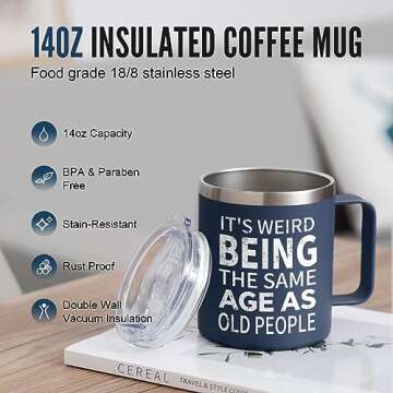NOWWISH Birthday Gifts fo Men - Men Coffee Mug - Funny Gifts for Old People Him Husband, Grandpa, Dad, Father (14oz, Navy Blue)