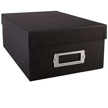 Simply Tidy Photo Storage Box Store and Protect Pictures, Documents, and Prints - Black, Bulk 12 Pack