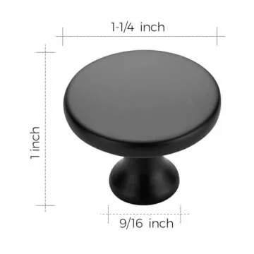 Ravinte 10 Pack 1-1/4 Inch Matte Black Round Kitchen Cabinet Knobs,Zinc Solid Drawer Pulls,Cabinet Handles for Cupboard, Dresser, Closet and Bathroom, Modern Cabinet Hardware for Cabinets