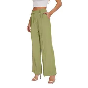 Stylish FUNYYZO Women's Wide Leg Pants with Elastic Waist