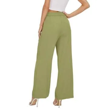 Stylish FUNYYZO Women's Wide Leg Pants with Elastic Waist