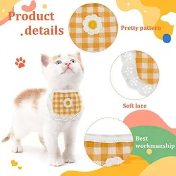 WEBEEDY 4PCS Cute Dog Lace Bandana Puppy Cat Flower Scarfs Washable Daily Handkerchief Semicircle Scarf Bibs Saliva Towel for Small Medium LargeBoy Pup Pet