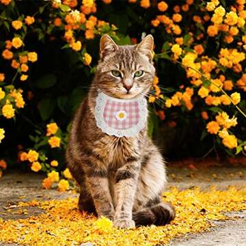 WEBEEDY 4PCS Cute Dog Lace Bandana Puppy Cat Flower Scarfs Washable Daily Handkerchief Semicircle Scarf Bibs Saliva Towel for Small Medium LargeBoy Pup Pet