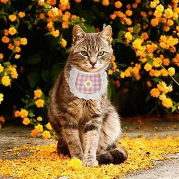 WEBEEDY 4PCS Cute Dog Lace Bandana Puppy Cat Flower Scarfs Washable Daily Handkerchief Semicircle Scarf Bibs Saliva Towel for Small Medium LargeBoy Pup Pet
