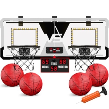HYES 2 Player Basketball Game, Dual Shot Over The Door Mini Basketball Hoop Indoor with Scoreboard &...