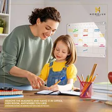 HOMELUX THEORY Acrylic Calendar Fridge, 16.5x13 Monthly White Board Dry Erase Calendar, Fridge Calendar Magnetic Dry Erase Planner, Clear Magnetic Calendar Fridge with 7 Markers & Microfiber Cloth