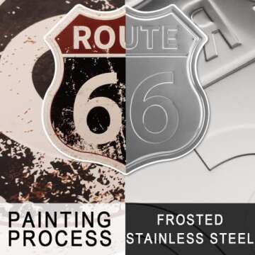 HANTAJANSS Route 66 Road Signs Vintage Room Decor Metal Sign Retro Road Sign Tin Decor Sign for Home...