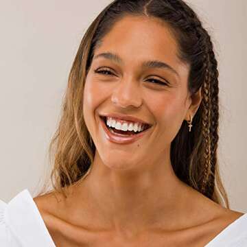 Fettero Initial Earrings Huggie Hoop Letter Y Diamond Cubic Zirconia Alphabet Dangle Drop 18K Gold Plated Small Simple Hypoallergenic Personalized Jewelry Gift for Women