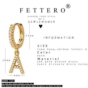 Fettero Initial Earrings Huggie Hoop Letter Y Diamond Cubic Zirconia Alphabet Dangle Drop 18K Gold Plated Small Simple Hypoallergenic Personalized Jewelry Gift for Women