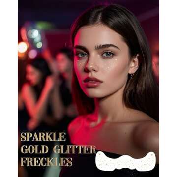 Glitter Freckles Face Tattoo, 10 PCS Gold Heart Tattoos Temporary for Girls, Waterproof Face Glitter...