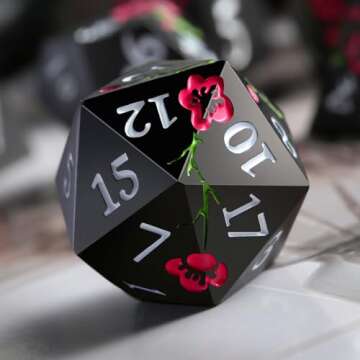 Flower Metal Dice Set for D&D - 7 PCS with Gift Case