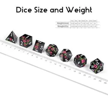Flower Metal Dice Set for D&D - 7 PCS with Gift Case