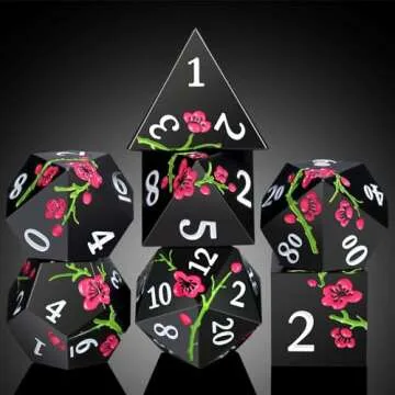 Flower Metal Dice Set for D&D - 7 PCS with Gift Case