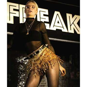 Yollmart Women's Sequins Tassel Skirts for Dance Fest