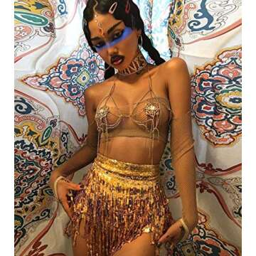 Yollmart Women's Sequins Tassel Skirts for Dance Fest
