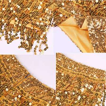 Yollmart Women's Sequins Tassel Skirts for Dance Fest