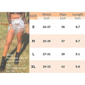 Yollmart Women's Sequins Tassel Skirts for Dance Fest