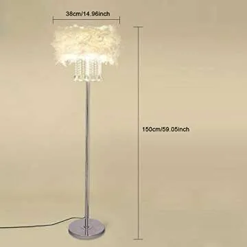 Hsyile Lighting KU300180 Modern and Simple Crystal Floor Lamp Home Lighting for Living Room Bedroom, Lampshade White,3 Lights