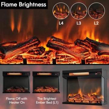 Elegant Electric Fireplace Insert with Remote Control