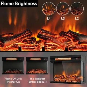 Elegant Electric Fireplace Insert with Remote Control