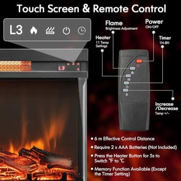 Elegant Electric Fireplace Insert with Remote Control