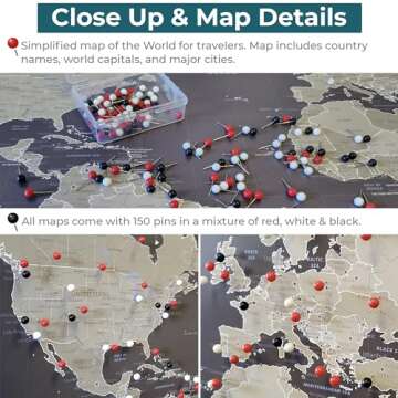 Custom Push Pin Travel Map - Earth Toned Art Piece