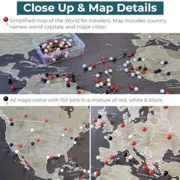 Custom Push Pin Travel Map - Earth Toned Art Piece