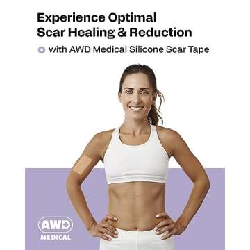 AWD Silicone Scar Sheets for Surgical Scars - Medical Grade Silicone Scar Tape for C Section, Tummy ...