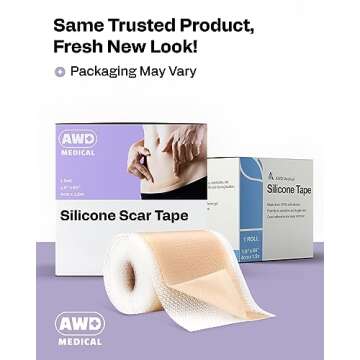AWD Silicone Scar Sheets for Surgical Scars - Medical Grade Silicone Scar Tape for C Section, Tummy Tuck Tape, Keloid Treatment - Silicone Skin Patches After Surgery Must Haves (1.6" x 60" Roll)