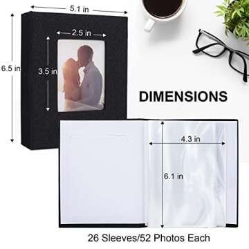 Vienrose Small Photo Album 4x6 Photos, 2 Pack Linen Cover Mini Photo Book, 26-Page Holds 52 Pictures, Artwork or Postcards Storage for Baby
