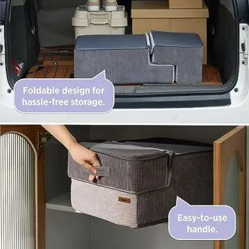 Lesure Dog Stairs for Small Dogs and Cats Foldable Pet Steps for High Beds and Couch with CertiPUR-US Certified Foam and Non-Slip Bottom, Grey, 4 Steps