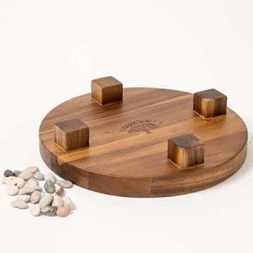 Kurrajong Farmhouse 9" Acacia Wood Pedestal Stand