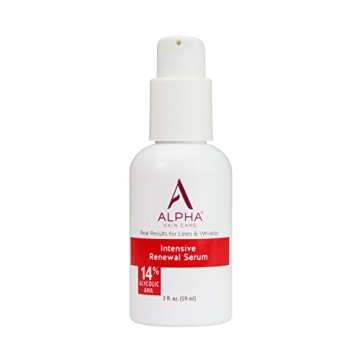 Alpha Skin Care Renewal Serum Concentrated with 14% Glycolic AHA, Intensive Rejuvenating Smoothing S...