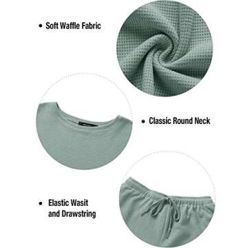 MEROKEETY Women's Short Sleeve Waffle Pajama Set