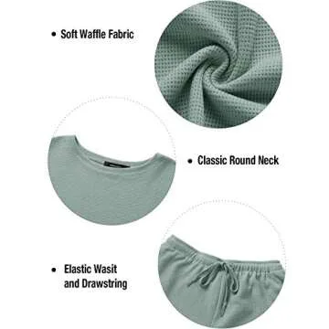 MEROKEETY Women's Short Sleeve Waffle Pajama Set